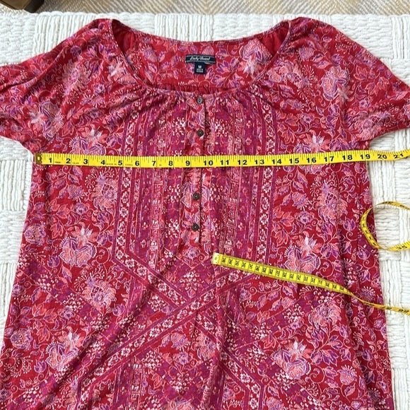 Lucky Brand Red pink white Floral Blouse - Picture 8 of 10